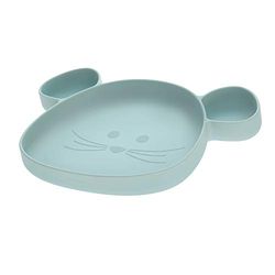 LÄSSIG Silikon barntallrik med sugkopp uppdelad/Little Chums Mouse blue
