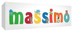 Little Helper LHV-MASSIMO-1542-15IT Canvas voor Kinderkamer met Voorpaneel, Gepersonaliseerd Ontwerp met Maximale Naam voor Jongens, Veelkleurig, 15 x 42 x 4 cm