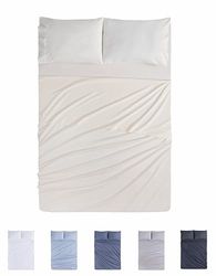 Todocama 4-delige beddengoedset, 4002, hoeslaken, 2 kussenslopen, 50 x 80 cm, voor bed 200 x 190/200 cm, beige
