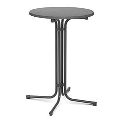 Royal Catering Jedz, stojący, jedzenie, stoisko, wysoki, bistro, okrągły bar, RC-BIS70FG (ø 70 cm, wysokość 110 cm, składana, regulowane nóżki, stal i sklejka powlekana tworzywem sztucznym, szara)