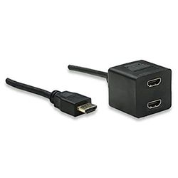 Techly ICOC HDMI-F-002 - HDMI Cable HDMI M/M till 2 x HDMI F - HDMI cables (HDMI, 2 x HDMI, Mala, Gold, Black)