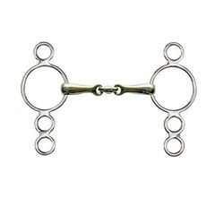 HKM Mors Pessoa en maillechort, 16 mm Anneaux INOX Multicolore 65 mm/115 mm Large