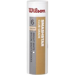 Wilson Smashstar Volani da Badminton, Confezione da 6, velocità 77, Plastica/Sughero Naturale, WRT6050WH77, Bianco