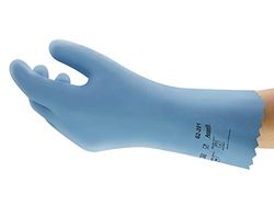 Ansell VersaTouch 62-201 handschoenen van natuurlijk rubberlatex, bescherming tegen chemicaliën en vloeistoffen, blauw, maat 8 (12 paar per zak)