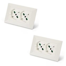 FANTON 42100-B2 set di 2 pz Multipresa universale da incasso OPERA/PLA doppia presa bipasso schuko 2P+T 16A precablata per scatola a 3 moduli