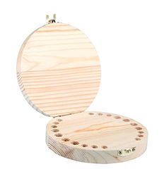 Rayher Boîte à dents de lait en bois FSC 100%, ø12cm, 2,7cm nature, 62946505