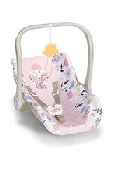 Baby Annabell Baby Comfort Seat with floral design, swiveling handle, and 3-point harness, suitable for 36cm and 43cm dolls