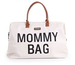 CHILDHOME, Mommy Bag, bolsa trocadora, maternidade, mala de viagem, grande capacidade, trocador, alça ajustável para o ombro, compartimentado, bolso térmico, passagem para a mala, cru e preto