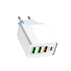Cargador USB, 40W Enchufe USB C Cargador Movil Carga Rapida Replacement for 15 14 13 12 11 Pro MAX SE 2020 XS X 8 7 6, iPad, Samsung, 4 Puertos USB Charger Cabezal Adaptador de Pared Corriente