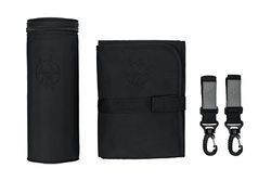 Lassig Glam Collection Signature Bag Accessoires inclusief geïsoleerde flessenhouder, Wipeale aankleedkussen en kinderwagenhaken, zwart