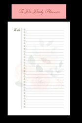 To Do Daily Planner: Orange Pink Rose Design/ 6"x9" / 100 Pages