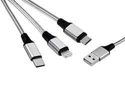 MUTTO 3 en 1 Multi Cable de Carga Universal USB a cabezal Micro USB/ USB-C/ LIGHTNING PARA APPLE compatible con iPhone Serie 11&12/X/XS/XR/8/8 Plus/7/7 Plus y Android, Samsung, Huawei, Kindle, Xiaomi