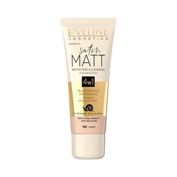 Eveline Cosmetics Fondotinta Satin Matte No. 103 Natural - 30 ML con Mucina di Lumaca & Complesso Moist & Vital per una Copertura Impeccabile e Minimizzazione dei Pori
