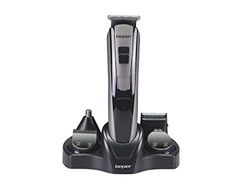 BEPER Kit de Barbero BEPER 40.742, Negro y Plata, 5 EN 1, Cabello, Barba, Nariz,
