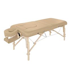 Master Massage Eva Mobiel zwangerschapsligstoel, massagestoel voor zwangere vrouwen, inklapbaar hout met borst- en buikuitsnijding, 71 cm, beige