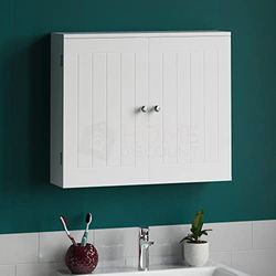 Bath Vida Bagno Vida Doppia Porta Armadietto da Parete, Legno, Bianco, ingegnerizzato, H 50 x L 60 x P 15 cm Circa