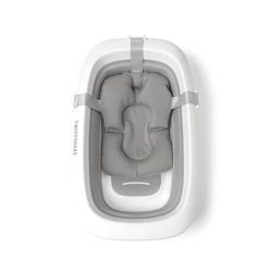 Twistshake Antislip Babybadkussen voor Pasgeborenen | Zachte en Opvouwbare Douchekussens voor Baby's | Drijvend Luchtkussen voor Badende Baby's | 0 Maanden+ | Lichtgrijs