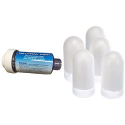 WK Filtro Neutralizzatore Di Condensa Scarico Caldaie | 3/4" Mf | Made In Italy, Bianco, 1 Unità & Pastiglie Di Polifosfato | 5 Pezzi | Ricarica Universale Super Concentrata Di Polifosfati