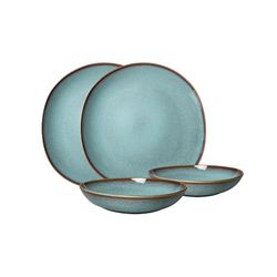 like. by Villeroy & Boch Lave, Set De Vajilla De Loza, 4 Piezas, Aspecto Alfarero, Servicio De Mesa Para 2 Personas, Turquesa