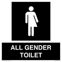 Non-gender specific in black panel Sign - 200x200mm - S20