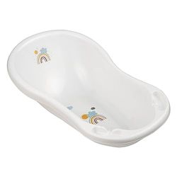 keeeper Rainbow Ergonomisch babybadje met afvoerplug, badje voor baby's, vanaf 0 tot 12 maanden, 84 cm, Maria, wit