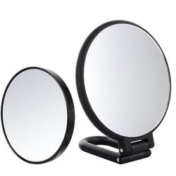 ASelected 2-Piece Magnifying Mirrors Set, 15X Double Sided Hand Mirror with Handle Foldable Handheld 360° Rotating, 10X Magnifying Mirror with Suction Cup, Portable Travel Essential