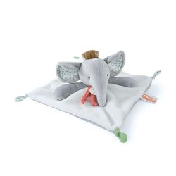 DOUDOU ET COMPAGNIE - Doudou Plat Peluche Elephant - 25cm - Gris - Collection Couleurs Savane - Très Doux Pour Bébé - Garantie Doudou Perdu - Cadeau Pour Naissance Bébé Garçon Ou Fille - DC4078
