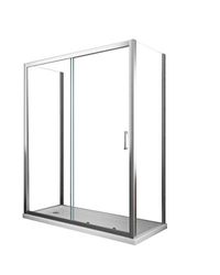 Box Cabina Doccia composto da 2 Pareti Fisse e 1 Porta Scorrevole Frontale Vetro 6 mm Easyclean H.190 Cromo (2 Fisse 87,5-90 + 1 Porta 145-150)