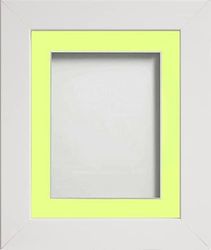 Frame Company Watson White Picture Photo Frame fitted with Perspex, 10x8 inch with Lemon Bon Bon Mount for image size 6x4 inch