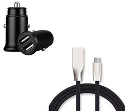 Oplader type C voor Honor 20 (snellaadkabel + mini-dubbel stopcontact voor sigarettenaansteker) Android, zwart