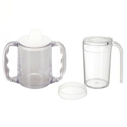 Homecraft Caring Mug - Two Handle Easy Grip, Spill Resistant Travel Mug with Spout for Children, Elderly & Disabled, 300ml Clear, Shatterproof