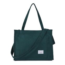 Vintage Casual Corduroy Bags Crossbody Bag Purse for Women Travel Shoulder Bags Handbags Eco Bag, Green, M