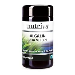 NUTRIVA Algalin DHA è un integratore alimentare a base di olio vegetale algale puro e privo di contaminanti, per una normale funzione cerebrale e visiva, adatto anche in gravidanza, Vegan, 30 Softgel