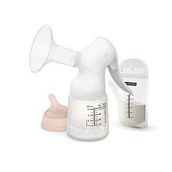 Suavinex, Set extrator manual de leite materno. Inclui: Biberão anticólico zero zero de 120 ml com cetina de fluxo adaptável 3 sacos de armazenamento fecho Zip bolsa de transporte. Manual de extração