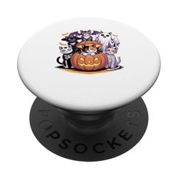 Halloween Zucca Gatto Domestico a Pelo Corto Europeo PopSockets PopGrip Adesivo