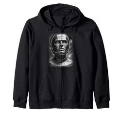 Black n White Humanoid Robot Zip Hoodie