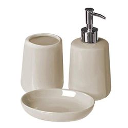Premier Housewares Bathroom Sets Accessories Natural Soap Dispenser Set Bathroom Accessory Set Set of 3 Bathroom Sets 17.3 X 8.3 X 8.3