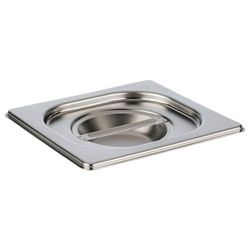 APS 81695 GN 1/6 couvercle sans logement pour cuillère, acier inoxydable, dimensions 165 x 175 mm/hauteur 30 mm