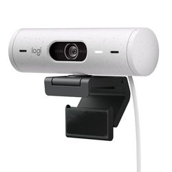 Logitech Brio 500 Webcam Streaming HD avec Expo Auto, Mode ’Show’, Deux Micros à Réduction de Bruit, Clapet Webcam Confidentiel, Compatible Microsoft Teams, Google Meet, Zoom, Câble USB-C - Blanc