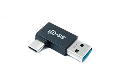 System-S Adaptateur USB 3.0 Type A mâle vers fiche 3.1 C coudée 5 Gbit/s Noir