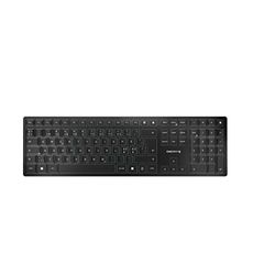 CHERRY KW 9100 SLIM, draadloos toetsenbord, Panordic lay-out, QWERTY-toetsenbord, Bluetooth of draadloze verbinding, SX-schaaractie, oplaadbaar via USB-kabel, plat, zwart-zilver