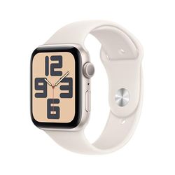 Apple Watch SE (2e gen.) GPS 44 mm Smartwatch - Kast van sterrenlicht aluminium - Sterrenlicht sportbandje (S/M). Conditie en slaap bijhouden, ongelukdetectie, hartritme monitoren, Retina-display