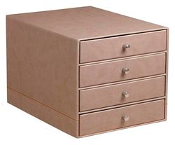 RHODIA 318864C - Taupe 4-Drawer File Organizer - 24.8 x 32.7 x 22.8 cm - Orange Saddle Stitching - Faux Leather Exterior - Rhodiarama Home Office Collection - Office Organization & Designer Storage