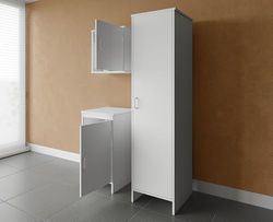 Negrari composizione, Mobile Base appoggio + Pensile + Colonna in Resina, Resistente all'umidità, Interno e Esterno, Bianco
