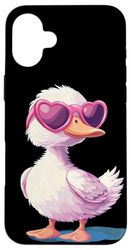 Anatra felice con cuore e bella occhiali da sole Custodia per iPhone 16 Plus
