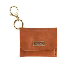 Itzy Ritzy Itzy - Mini Cartera para Tarjetas y Llavero con abalorio; se Puede enganchar a la Bolsa de pañales, Bolso, Bolsa de Viaje o Llavero; coñac