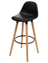 FORNOR Sgabello da bar schienale nero 40,5 x 38 x 91 cm