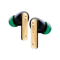Marley House of Little Bird Auriculares Inalámbricos Bluetooth, Control Táctil, Micrófono Integrado, 24 H de Uso con Estuche, Carga Rápida USB-C, Materiales Sostenibles, Modos Cine y Juego, Negro