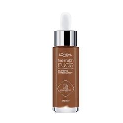 L'Oreal Paris True Match Nude - Suero tintado rellenador, 1% de ácido hialurónico, uniforma, ilumina e hidrata la piel al instante, sombra 8-10, profundo