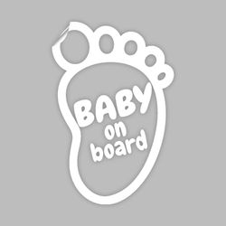 Ambiance Sticker Autocollant de Voiture Vitres Auto Bébé à Bord Empreinte Blanc - H20 x L15 cm